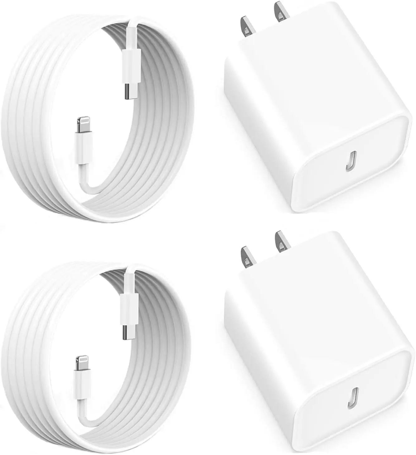 CVQQ Mobile Cellphone Electronic PD Fast Charger Kit - 2 Pack 6 ft Length USB-C Wall Block & Type-C to Lightning Cables for iPhone 14/13/12/11 Pro Max, XR, XS, X, iPad, AirPods Pd Fast Charging, Fast Chargers, Charger Adapter Chargers