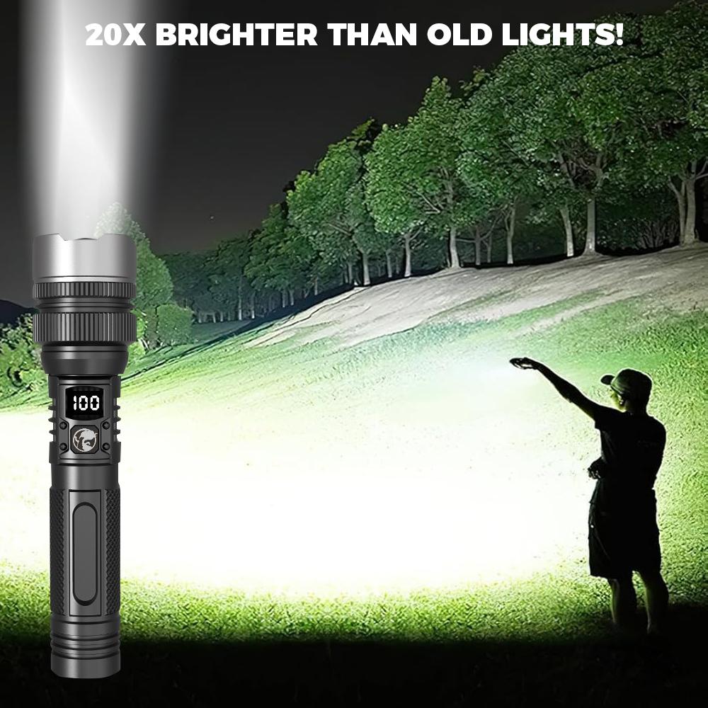 Rechargeable Pocket Flashlight 1200 Lumens Zoom Wide to Spotlight 2 Sizes Compact for Camping Emergencies Dry Environment Design