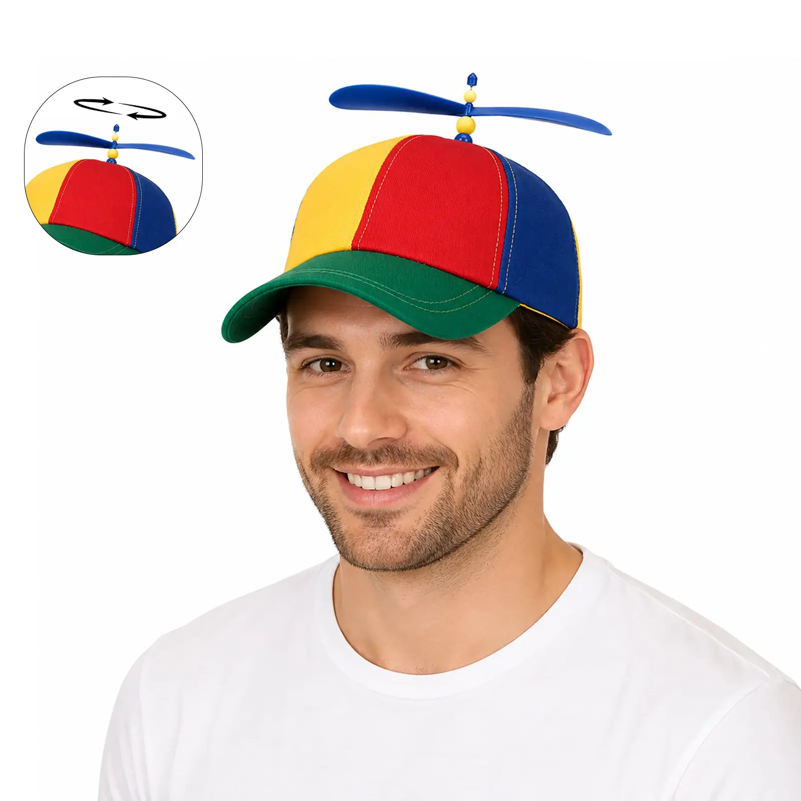 Colorful Propeller Baseball Cap, Spinning Top Novelty Party Hat, Birthday Party Hats, Party Supply, Party Accessory, Adjustable Back Strap, Fun Carnival Headwear, Funny Hat, Small & Large Sizes