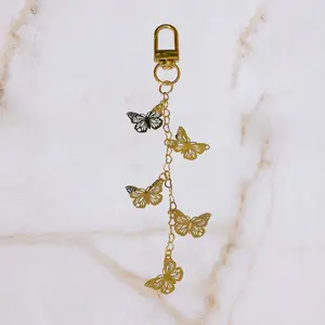 Butterfly Purse Charms, Keychains, Key Holder, Bag Charm, Purse Accessory, Charm Chain, Bag Accessory, Backpack Keychain, Gold, Wallet Charm, Girly, Cute