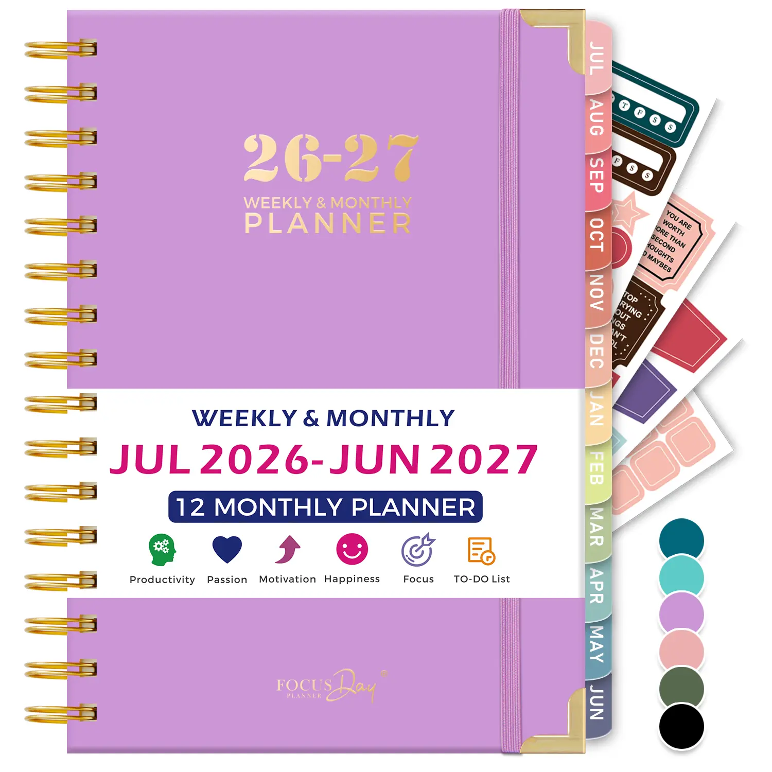 5.7x8.4" Academic 2026-27 Planner, 2026 Jul-2027 Jun Weekly & Monthly Calendar with 12 Monthly Tabs, Ruler, 4 Planning Stickers, Spiral-Bound Agenda Book for Students & Teachers