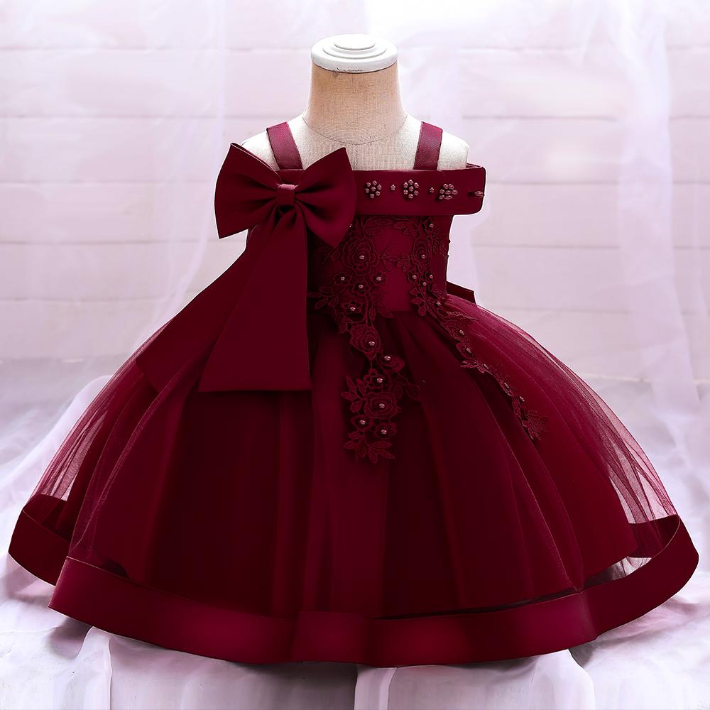 5081 Girl Princess Dress Flower Bow Elegant A-line Princess Skirt Perfect for Performance Wedding Parties and Summer Wearing Fashionable Design