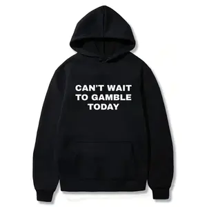 Can't wait to gamble today Cotton Blend Hoodie - Funny T-Shirt - Poker - Blackjack - Casino - Unisex Gift - Roulette - Slot Machine, Black Hoodie Front