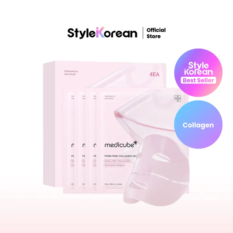 [Official Medicube Partner] PDRN Pink Collagen Gel Mask 4ea, Overnight Face Mask for Glass Glow Skin, Salmon DNA PDRN, Elasticity, Hydrating, Firming and Moisturizing | Halloween, Holiday Gift, Black Friday, Deals