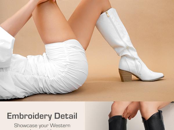 Dream Pairs Women's Dallas Embroidered Western Cowboy Knee High Boots shoes Dream Pairs Women's Dallas Embroidered Western Cowboy Knee High Boots shoes