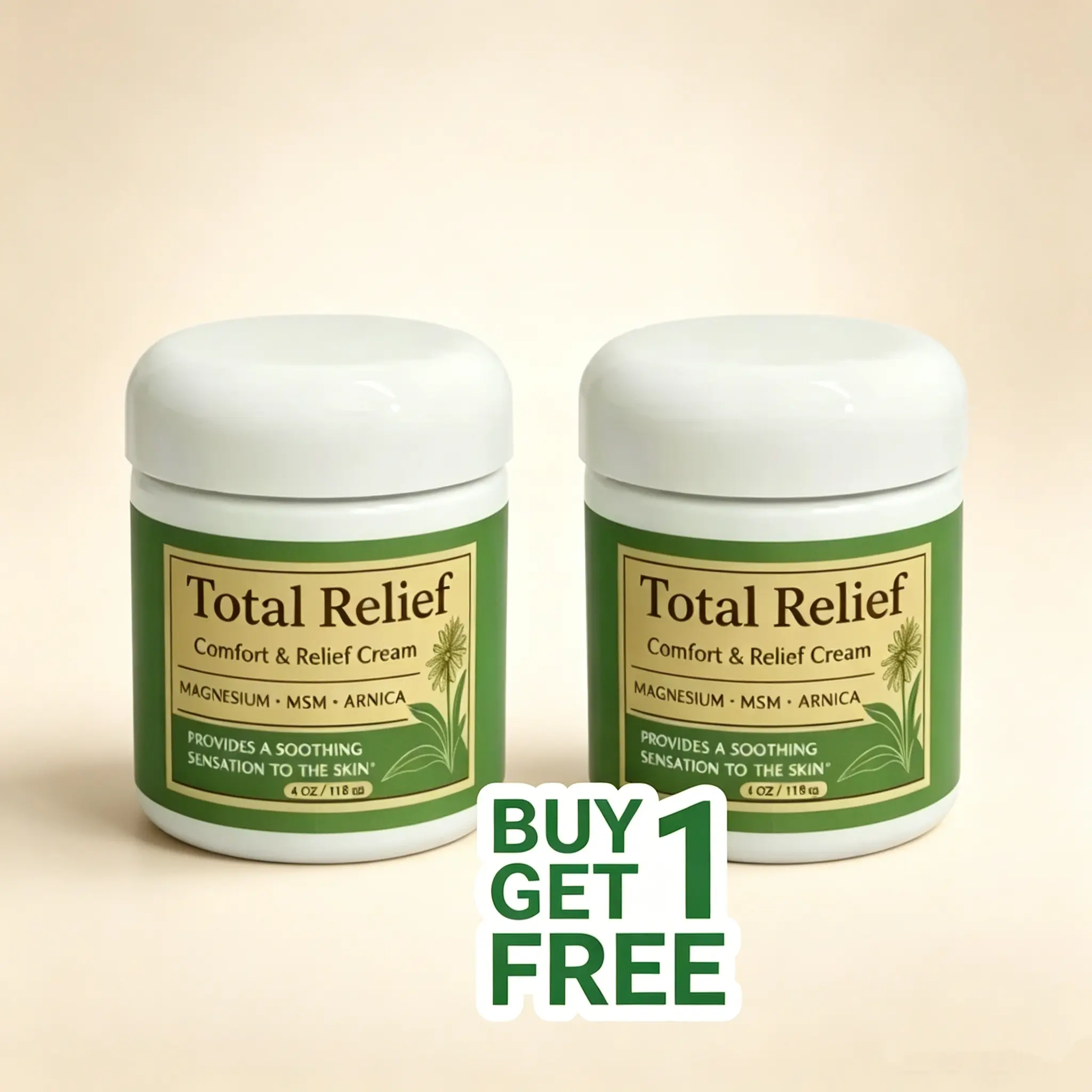 [Buy 1 Get 1 Free]Total Relief Magnesium Cream for Comfort – Fast-Absorbing MSM & Arnica Cream for Healthy, Comfortable Nerves and Daily Comfort – 8 Fl Oz (Pack of 2)