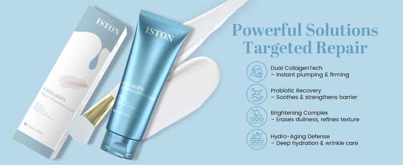 ISTON Collagen night warpping Mask 2.54 fl oz（75ml ）– Firming & Hydrating Night Mask for Glass Skin Glow, All Skin Types