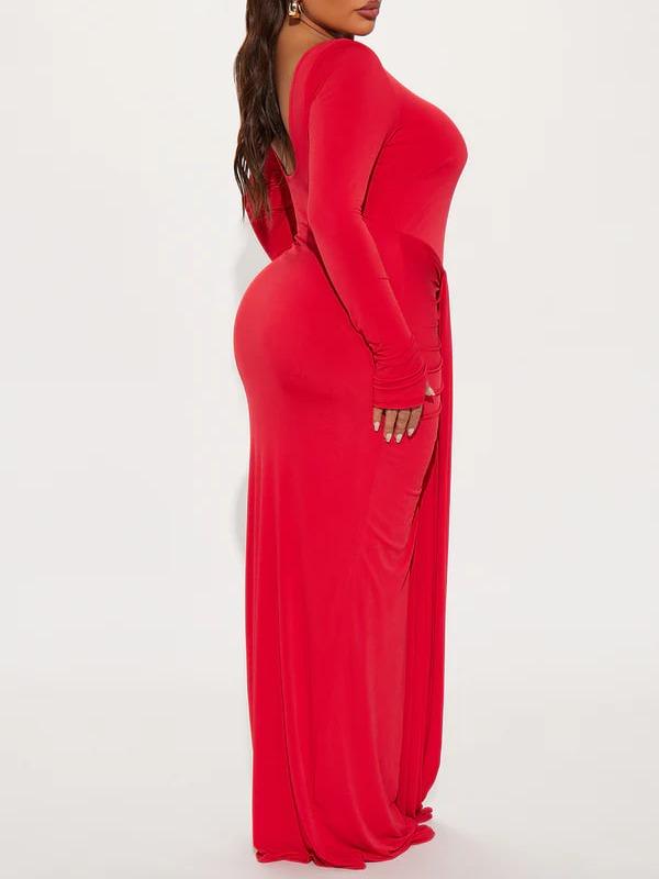 Eloise Boat Neck Maxi Dress - Red