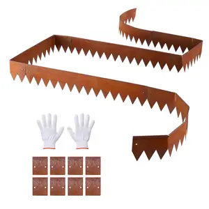 VEVOR Corten Steel Landscape Edging, 6-Pack 40 x 6 Inch Metal Edging for Landscaping with 8 Connecting Plates, Bendable Metal Garden Edge Border for Flower Bed, Yard Pathway, Rust