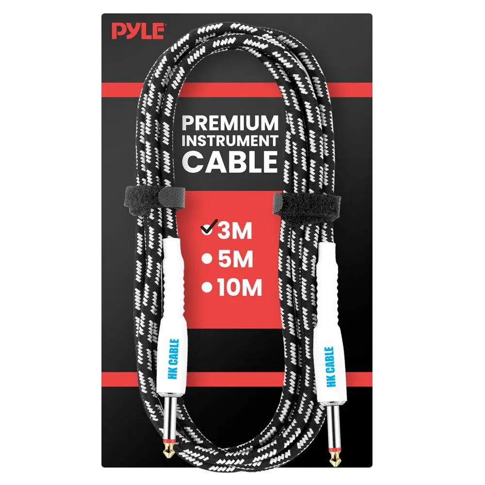 3-Pack 10ft Guitar Cable | Gold Plated Plug Instrument Cable - Noise Reduction Bass & Electric Guitar Cord - Flexible Tweed Jacket Audio Cable for Studio & Live Performance Use - Guitar Accessories