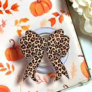 Cute Coquette Bow Leopard Magsafe Phone Grip Detachable Magnetic Kickstand, Chic Valentine Gift Idea For Leopard Print Lovers