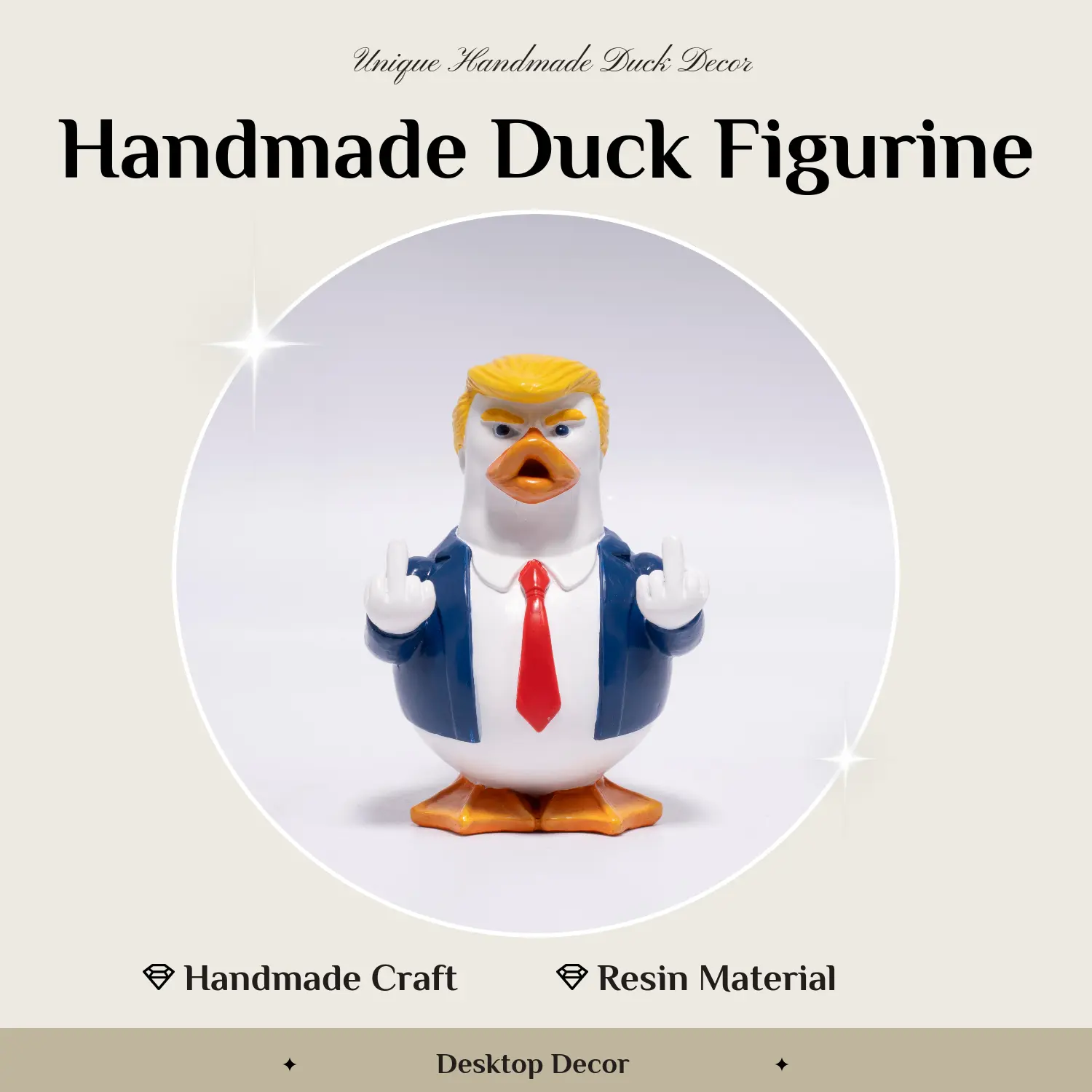 2026 HODAO Summer Vibe Resin Duck Figurine, 4th of July Independence Day Decor, Trendy Street-Style Desktop Ornament, Cool Gift