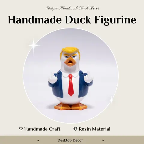 2026 HODAO Summer Vibe Resin Duck Figurine, 4th of July Independence Day Decor, Trendy Street-Style Desktop Ornament, Cool Gift