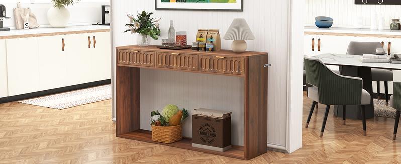 Giratree 51.18‘’ Entryway Table with Storage, Narrow Console Table with 3 Drawers, Couch Table Behind Sofa Long for Living Room TV, Hallway Entrance Foyer, Mid Century Farmhouse Sofa Table