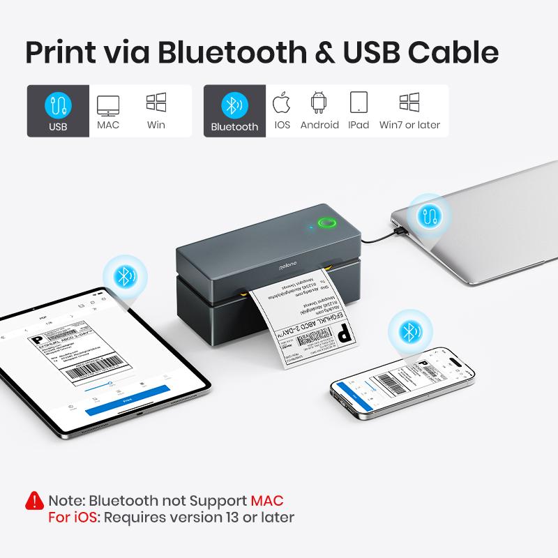 Bluetooth Thermal Label Printer, 4x6 Shipping Label Printer, PL80E Compatible with Android&iPhone and Windows, Widely Used for Hermes, Royal Mail, Amazon, Shopify, Ebay