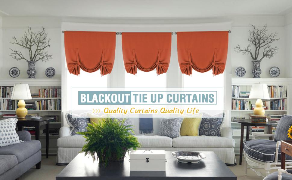 H.VERSAILTEX Thermal Insulated Tie Up Window Shade Light Reducing Curtains for Kitchen, Rod Pocket Panel - 42" Wide by 63" Long