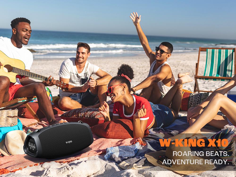W-KING 120W Outdoor Bluetooth Speaker Portable Wireless IPX6 Waterproof with Triple Passive Radiators 2 Subwoofers 70W Deep Bass DSP 42H Power Bank EQ Large Party Audio