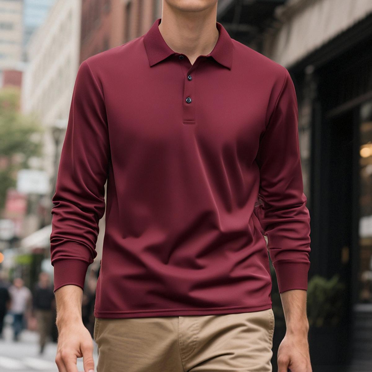 Six-piece men's long-sleeved polo shirts, with plain designs. The combinations are diverse, suitable for various style matching, such as for travel, business, golf, or suburban tours.