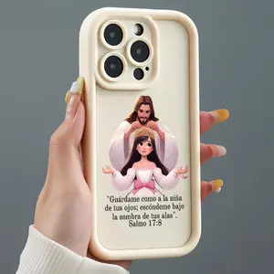 Divine Crown Blessing Pattern Soft TPU Full Coverage Anti Drop Phone Case Suitable for IPhone 17 16 15 14 13 12 11 X XS Pro Max Plus, Samsung Galaxy S25 S24 S23 S22 S21 Shockproof Phone Case