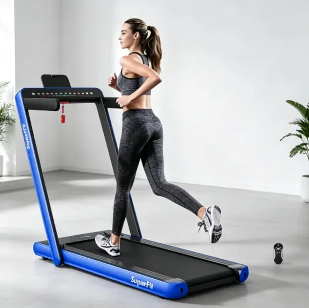 2-in-1 Treadmill, 7.5MPH Under-Desk Electric Treadmill w/Dual Display, Bluetooth Speaker, APP & Remote Control, Speed Adjustable Portable Walking Pad Jogging Machine for Home