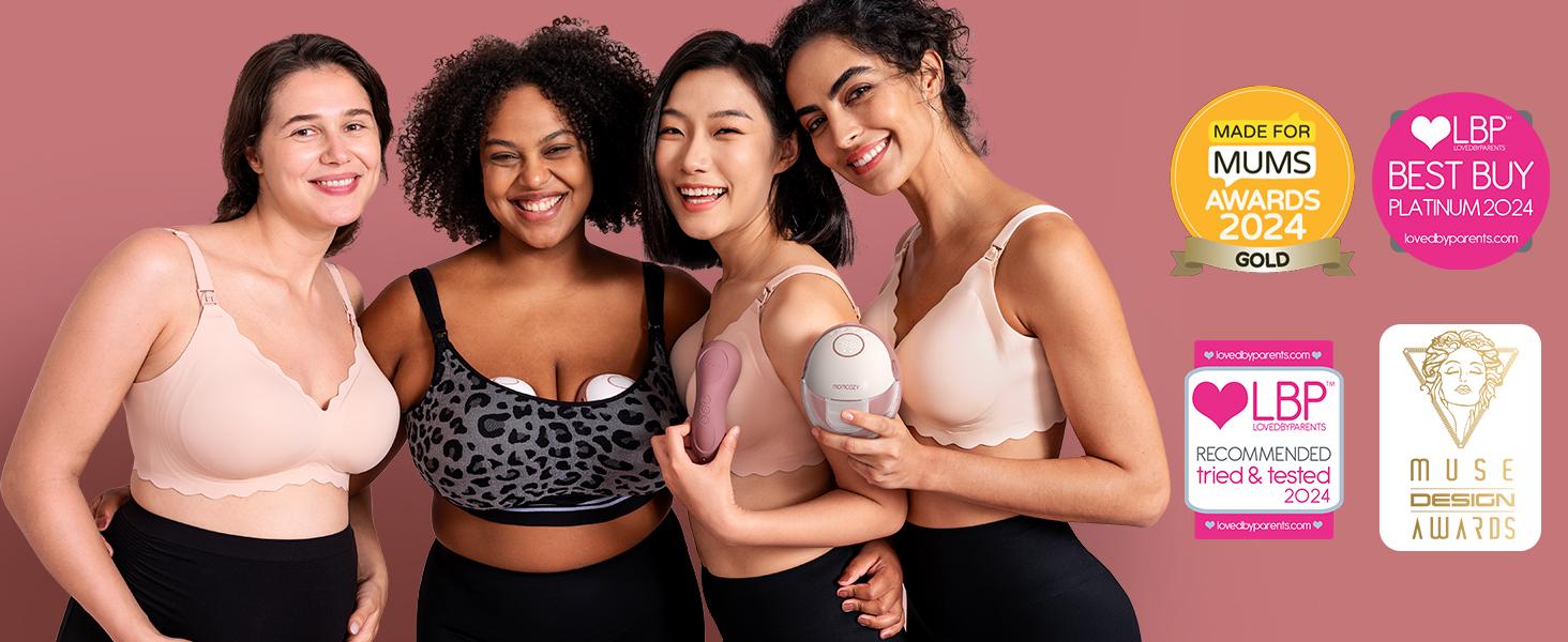 Momcozy  Hands-Free Mobile Breast Pump | M6, Wearable Breast Pump, Ideal Rhythm, DoubleFit Flange, Better Fit, More Discreet, 3 Modes and 9 Levels, 24mm - 2 Pack Comfort Red