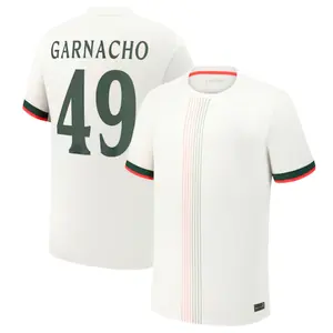 White Color CHE Garnacho Away Short Sleeve Jersey, CHE White Garnacho 49 2025 Away Soccer Jersey