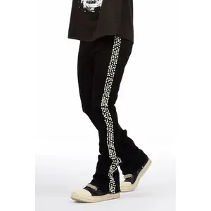 Kairo Jet Black Pearl Stacked Flare Jean