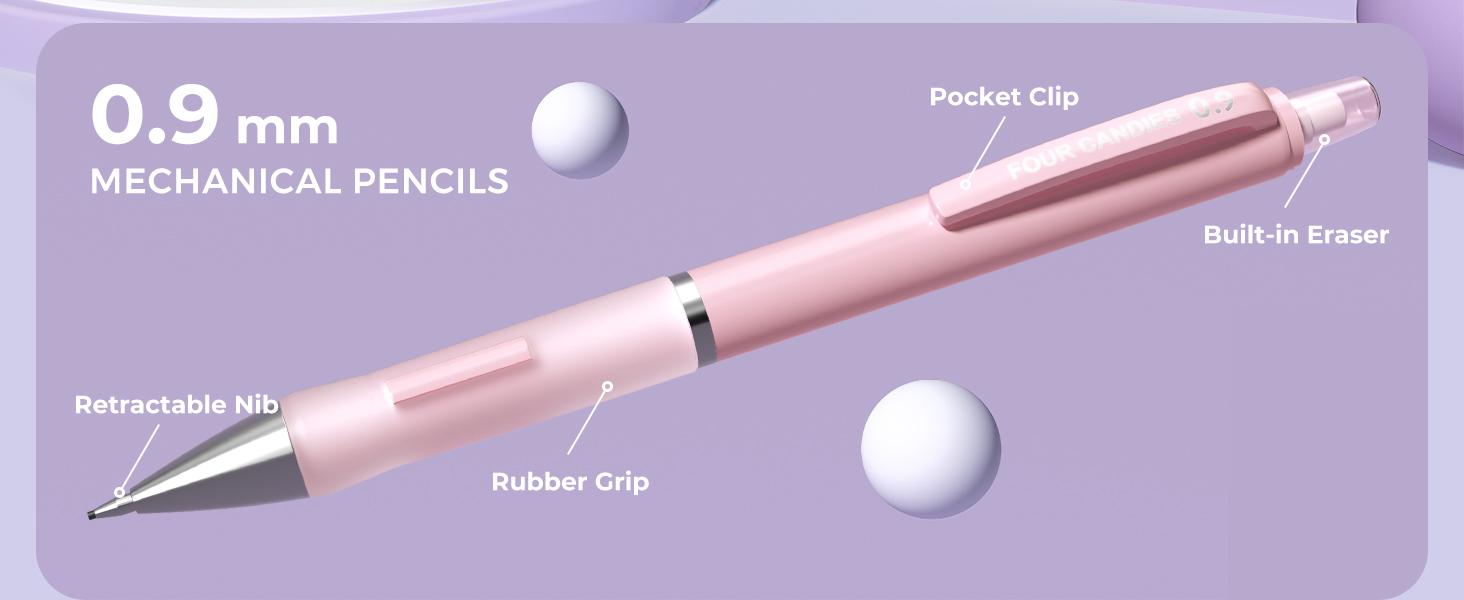 Four Candies 36PCS Aesthetic School Supplies, Mechanical Pencils 0.5mm, 0.7mm, 0.9mm & 2.0mm with 624PCS Lead Refills, Cute Mechanical Pencils for Writing, Drawing & Drafting, Student Essentials, school supplies art work, Ideal Christmas Gift for Kids
