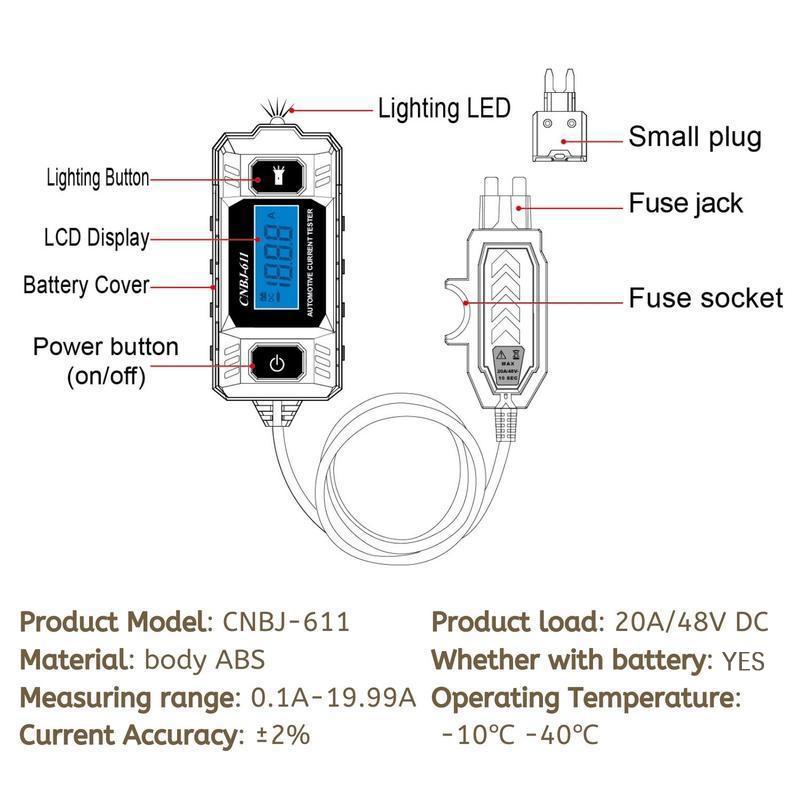Car Circuit Probe Tester(Battery included) Automobile Current Tester, Circuit Measure, Fuse Tester Max 48V, Automotive Tester, Fault Test Tool