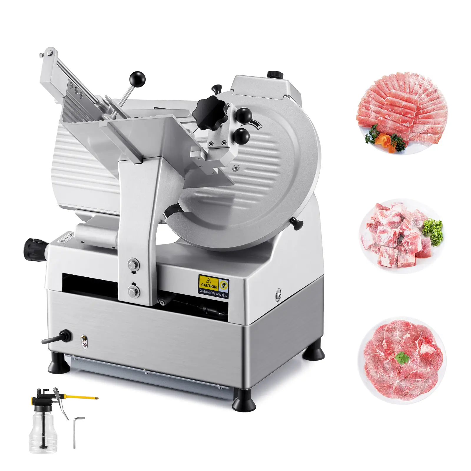 【Summerfinds】VEVOR Automatic Meat Slicer 180W + 370W Deli Slicer with a 12 inch Premium 65Mn Blade0-0.3 inch Adjustable ThicknessElectric Food Slicer Machine for MeatVegetablesHard Breadand Cheese