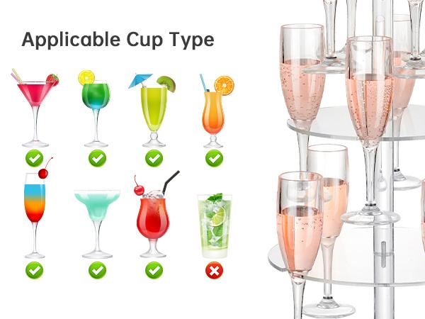 NiHome 3-Tier Clear Acrylic Champagne Tower with String Light, 12-Glass Cocktail Tree Stand Wine Rack for Weddings, Parties & Cocktails - Utensils NiHome 3-Tier Clear Acrylic Champagne Tower with String Light, 12-Glass Cocktail Tree Stand Wine Rack for Weddings, Parties & Cocktails - Utensils