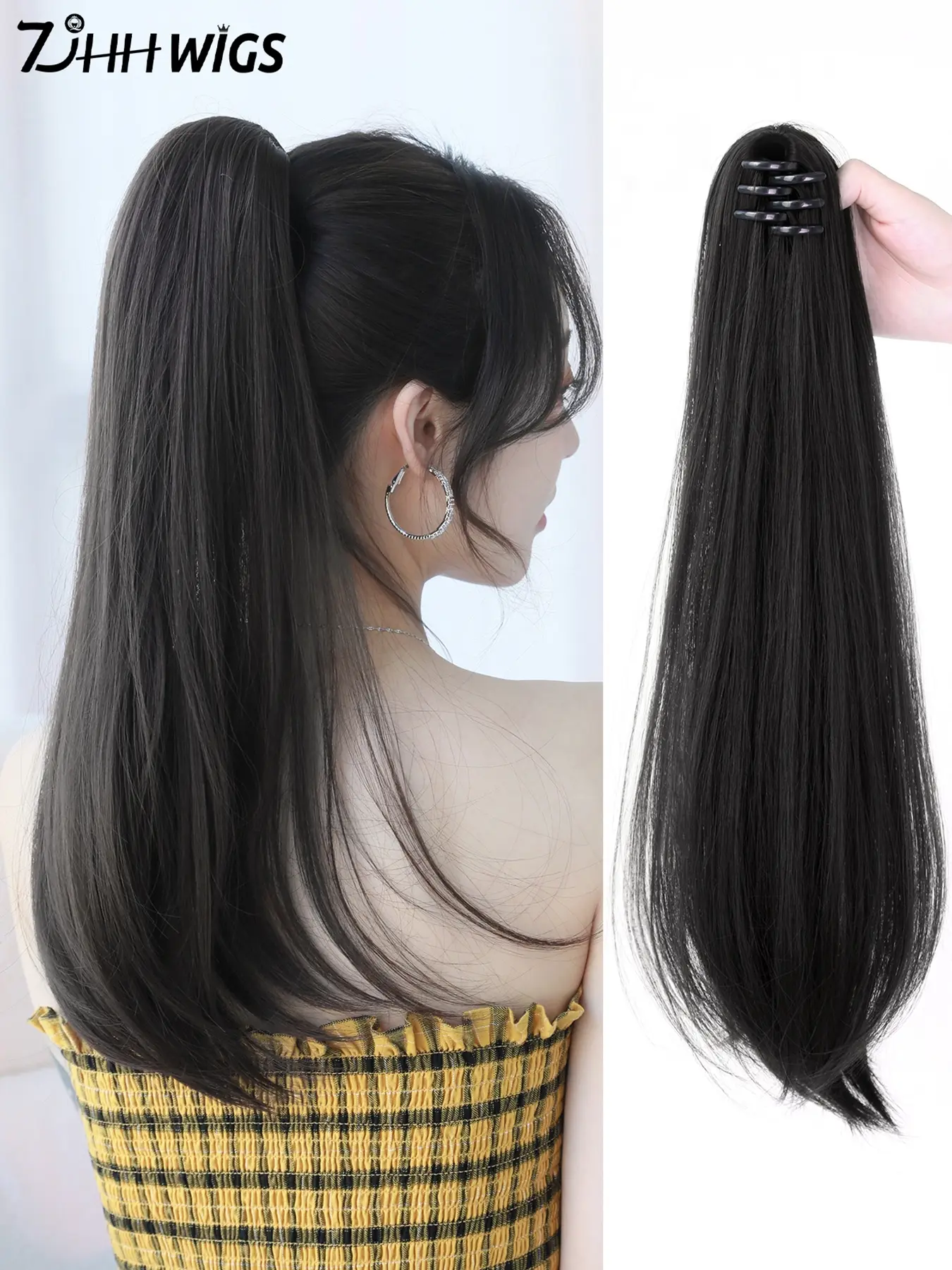 High-Quality 20 Inch Straight Claw Clip Ponytail, Synthetic Ponytails, Soft Synthetic Fiber, Premium Synthetic Soft Hairpieces for Parties and Daily Use, Multiple Colors Available, Synthetic Extensions