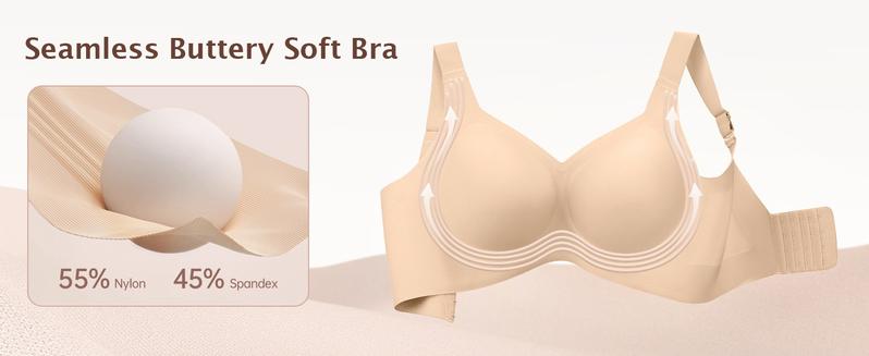 Women Jelly Bras Wirefree Full Coverage No Underwire Everyday Bras Comfortable Wireless Padded Tshirt Bra