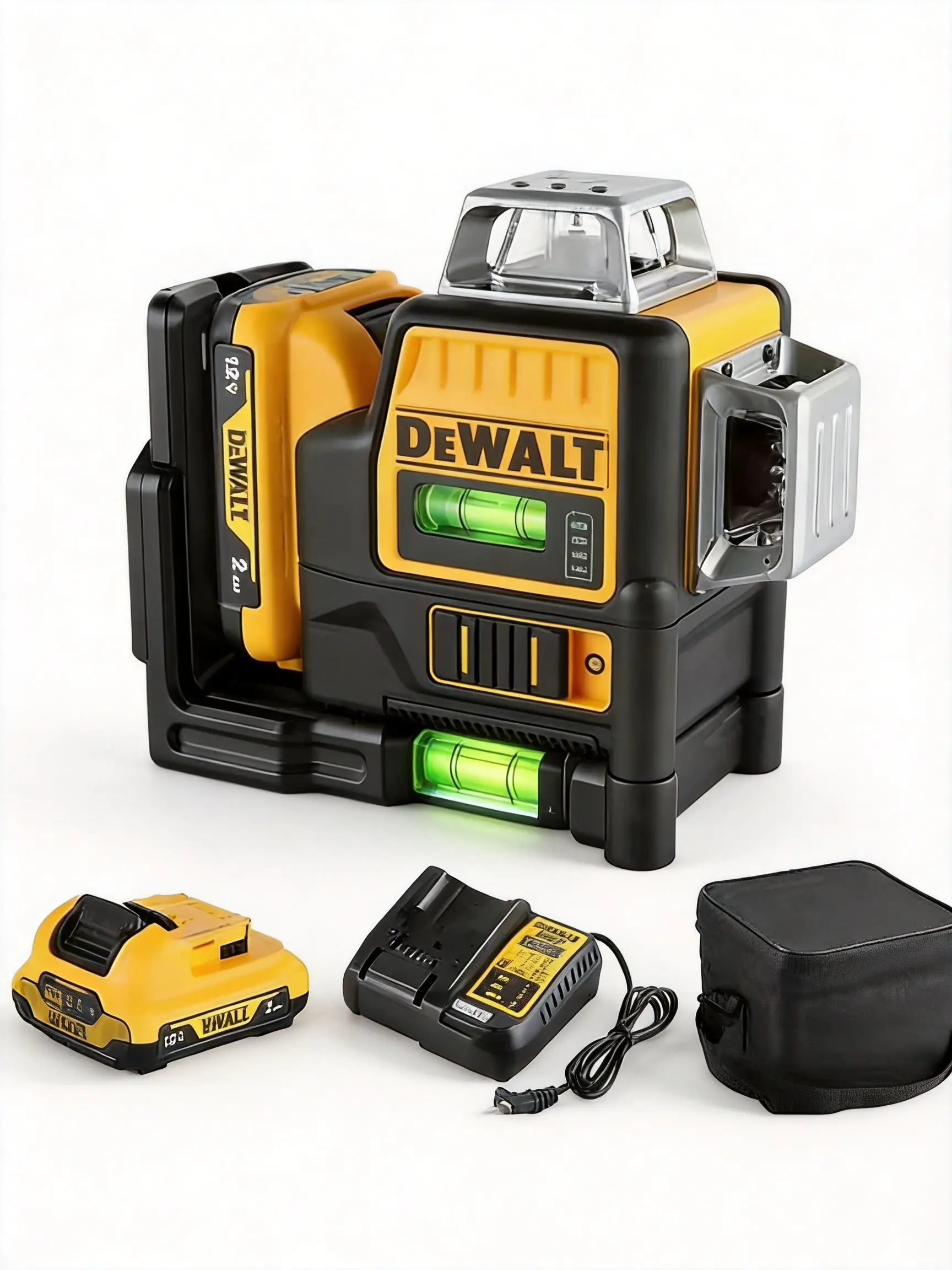 Dewalt DW089LG 12V Lithium Ion Battery Laser Level - 12 Lines, 3 Sides, 360-Degree Vertical/Horizontal Green Laser for Accurate Measurements, 1 Charger, 1 Toolkit, Batteries for Landscaping, DIY Repair, Diy Maintenance, Outdoors