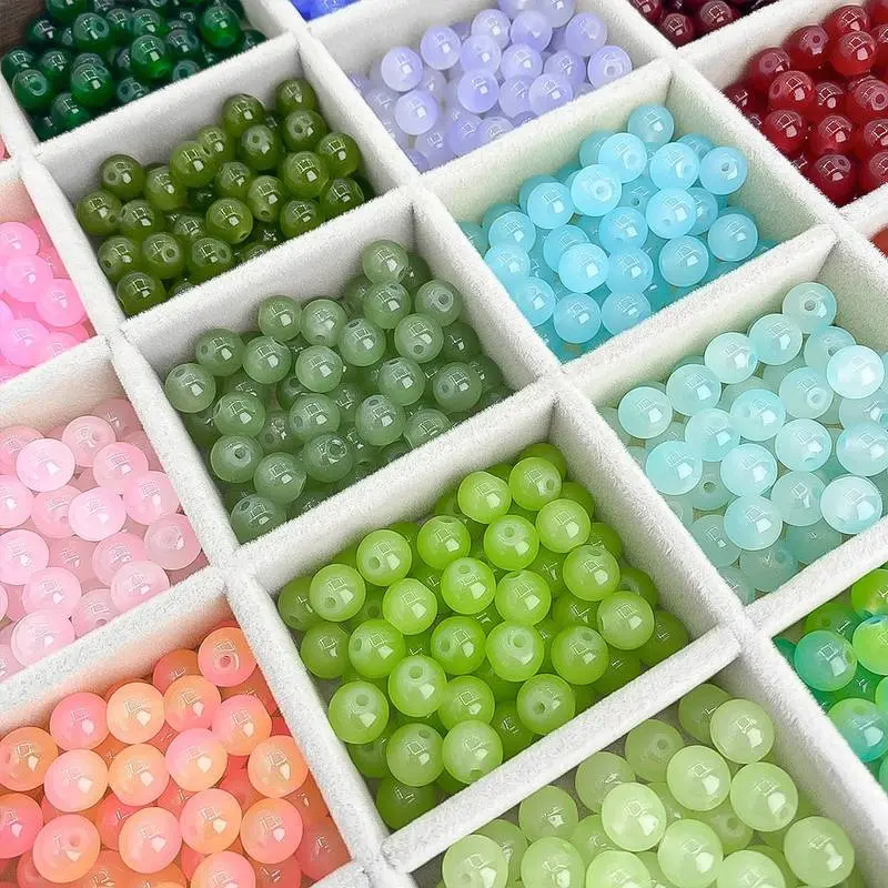 197pcs Glass Beads for Jewelry Making, Various Colors 8mm Round Beads, DIY Craft Bead Kit, Jewelry Making Parts and Accessories