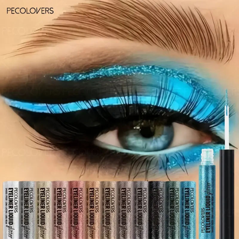 12pcs/set  Pearlescent Sparkling Liquid Eyeliner Sparkling Color Development Quick Dry Waterproof Not Easily Smudging Liquid Eyeliner Eyeliner Makeup