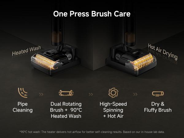 DREAME H14 / H12 Pro FlexReach Vacuum Mop, Wet and Dry Vacuum, 180° Lie-Flat Cordless Vacuum Mop Combo, 140°F Brush Washing, Fast Hot Air Drying in 5 Mins, Great for Sticky Steam Messes Cleaner Self Cleaning System Deep Cleaning Machine