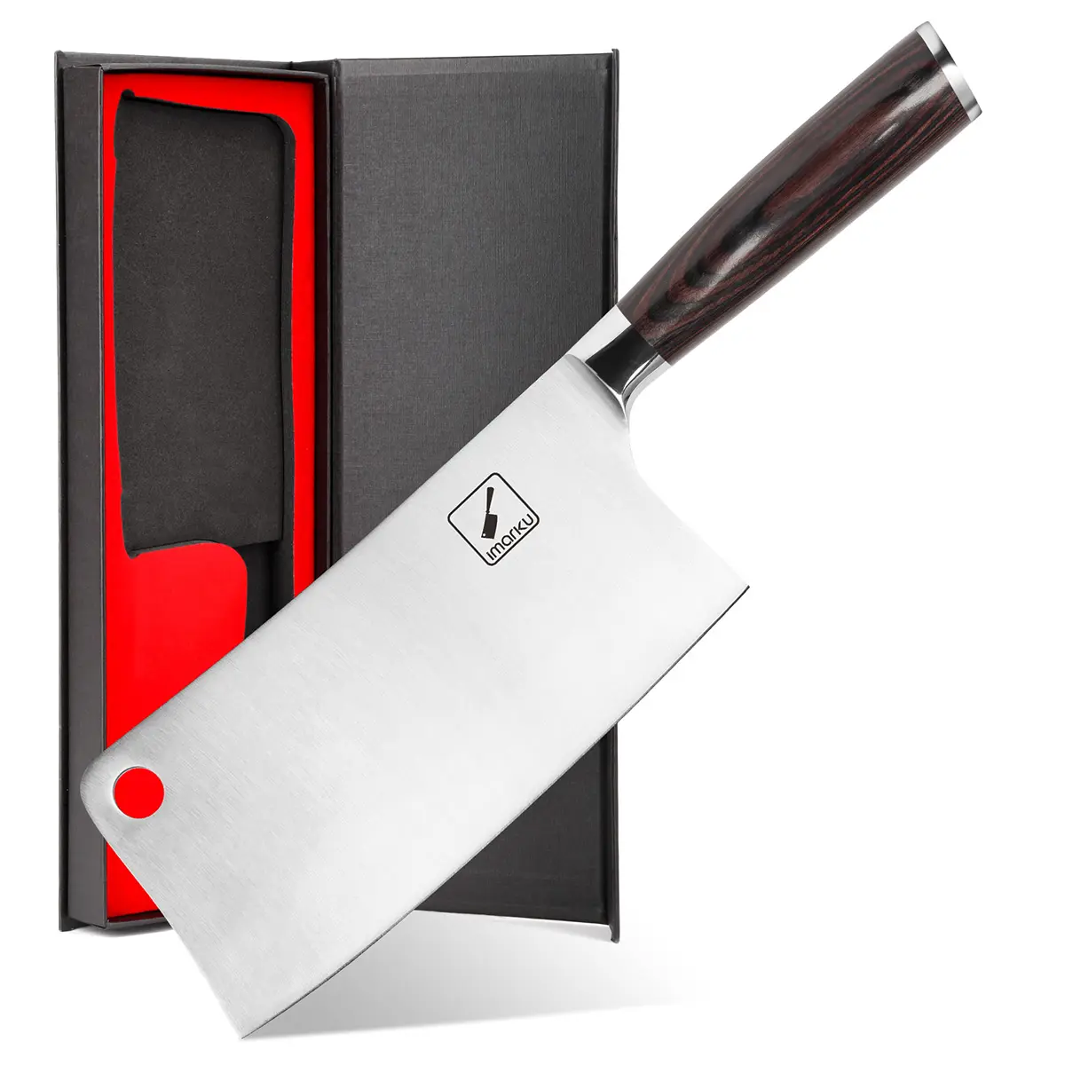 imarku 7 Inch Cleaver Knife - Japan High Carbon Stainless Steel Butcher Chopper for Cooking, Cutting, 18° Quick Cuts, Ergonomic Handle, Ultra Sharp Kitchen Tool Built for Daily Kitchen Use (Home & Restaurant), Wide Blade Clears Fingers