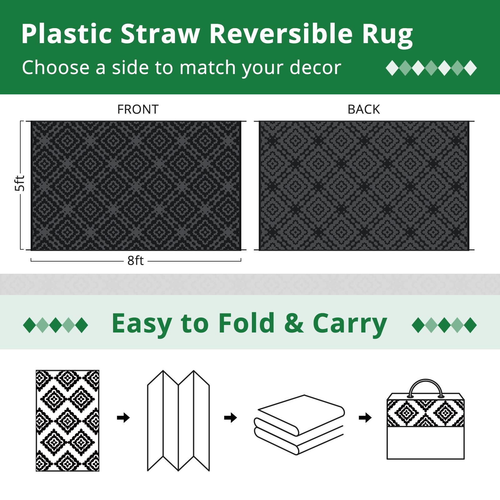 Outdoor Rug 5x8 ft Waterproof Patio Rug Area Rug for Living Room Outdoor Carpet for Patio Balcony Picnic Beach Boho Grey