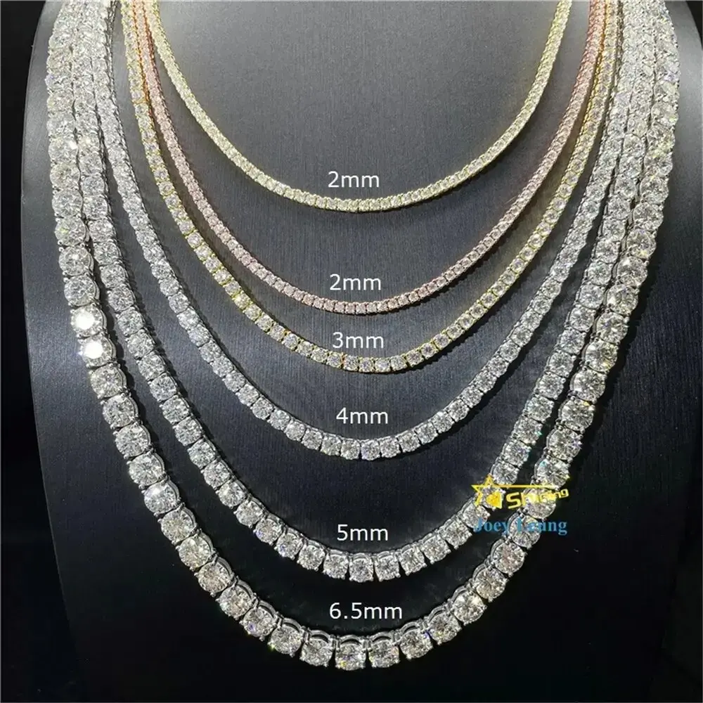 3-6mm Full Moissanite Diamond Necklace Bracelet For Men & Women 925 Sterling Silver Gold Men's Moissanite Tennis Chain