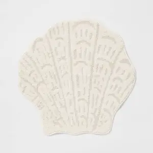 24"x24" Seashell Shaped Coastal Non-Skid Bath Rug - Threshold