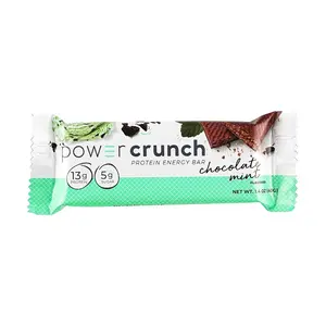 POWER CRUNCH Chocolate Mint Protein Bar 40g - High Protein, Low Sugar Snack for Energy & Muscle Support