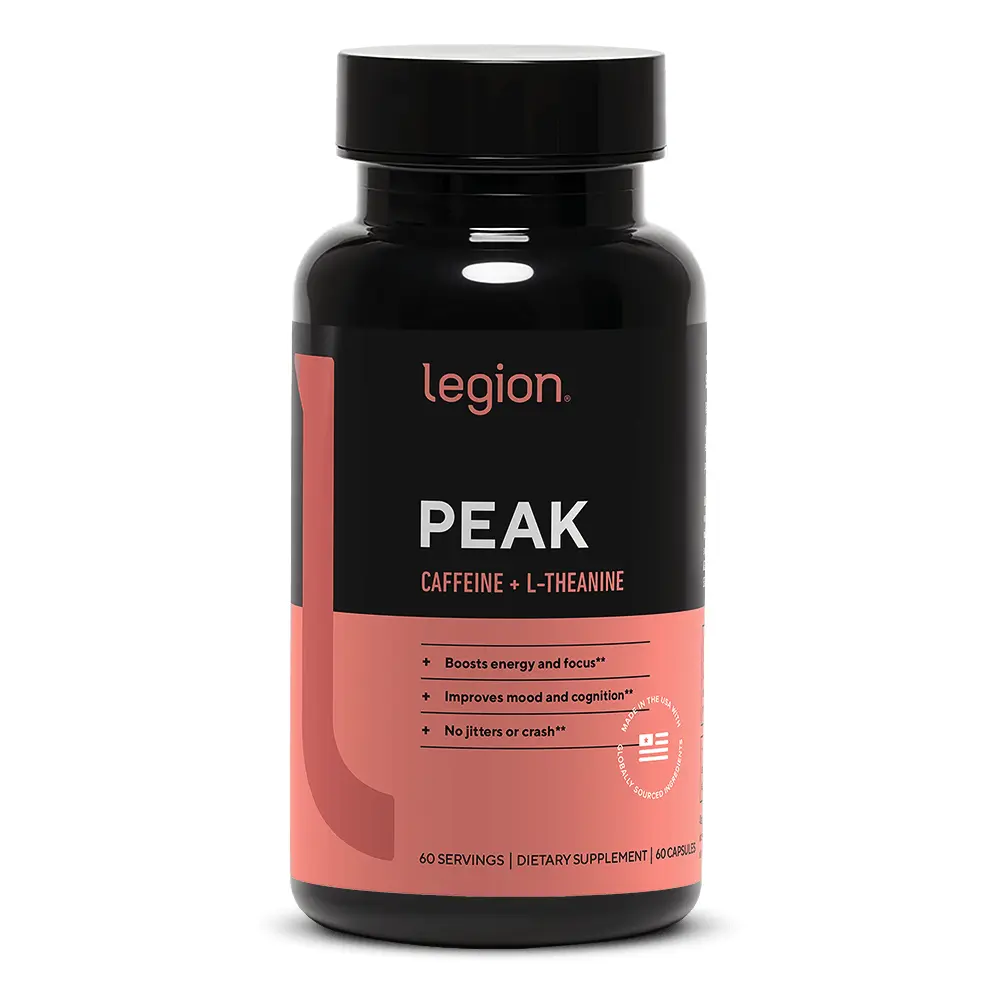 Legion Peak Caffeine & L-Theanine Supplement Capsule – Daily Energy, Focus, and Mood Support Supplement for Work, Study, Training, and Daily Performance – 40 Servings, Clean Formula with No Artificial Additives