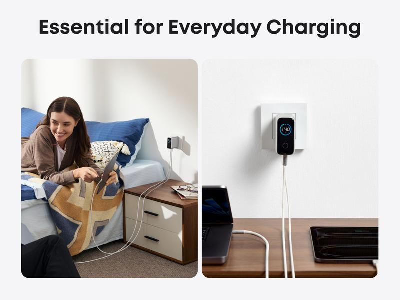 Anker 140W GaN Laptop Charger, 4-Port Power Adapter with Intuitive Touch Controls and Fast Multi-Device Charging, Compatible with MacBook, iPhone 17/16 Series, Samsung, Pixel, and More