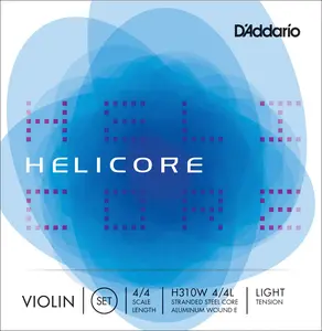 D'Addario Helicore Violin String Set with Wound E, 4/4 Scale, Light Tension