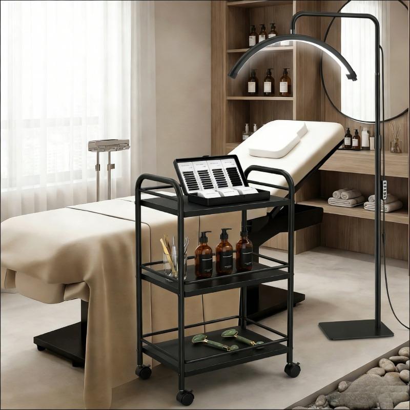 23'' Half Moon LED Flicker-Free Blue-Light-Free Lash Lamp with Phone Holder - 360° Rotation, 3 Color Modes, Adjustable Height Floor Light 23'' Half Moon LED Flicker-Free Blue-Light-Free Lash Lamp with Phone Holder - 360° Rotation, 3 Color Modes, Adjustable Height Floor Light