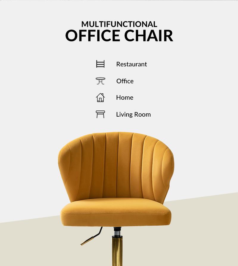 Hulala Chandra Velvet Office Chair, classic design, elegant pattern, ergonomic shape, durable frame with soft filling, Durable metal five-pronged base, all directional wheels, height-adjustable, vertical tufted design chair
