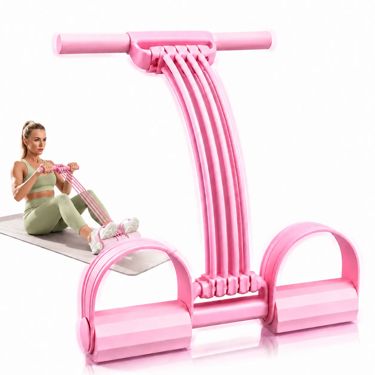 8-Tube Pedal Resistance Band, Adjustable Latex Elastic Sport Band with Detachable Foam Handles for Home Gym Strength Training & Yoga/Stretch, Strength Training Band, Adjustable Fitness Tool homeessentials