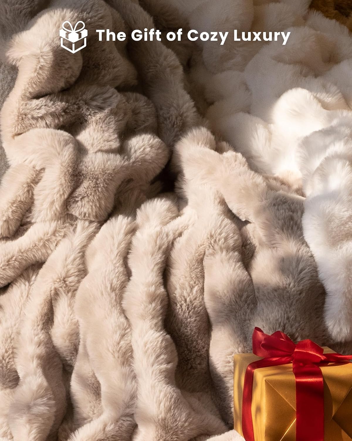 BePatio Soft Cozy Faux Rabbit Fur Blanket Queen, Fuzzy Plush Thick Bubble Blanket, Luxury Fluffy Blanket for Couch, Sofa, Bedroom, and Living Room,Throw Blanket,Gifts for Women