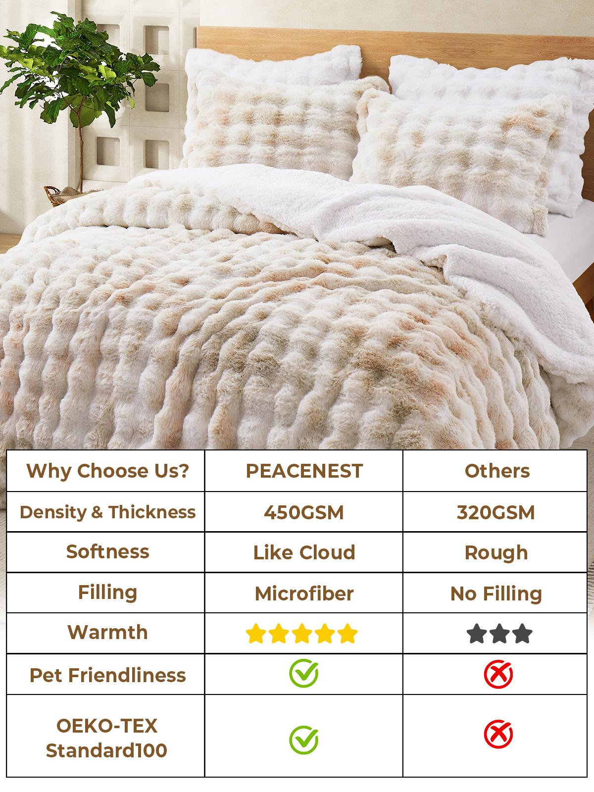 PEACE NEST 3-Pieces Plush Down Alternative Comforter Set Queen King Sizes with 2 Pillowcases Soft & Cozy Ultra & Comfortable Warm & Luxurious Bedding Set